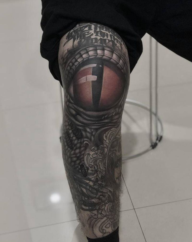 异形  《眼睛》纹身图片_腿部欧美写实纹身图案