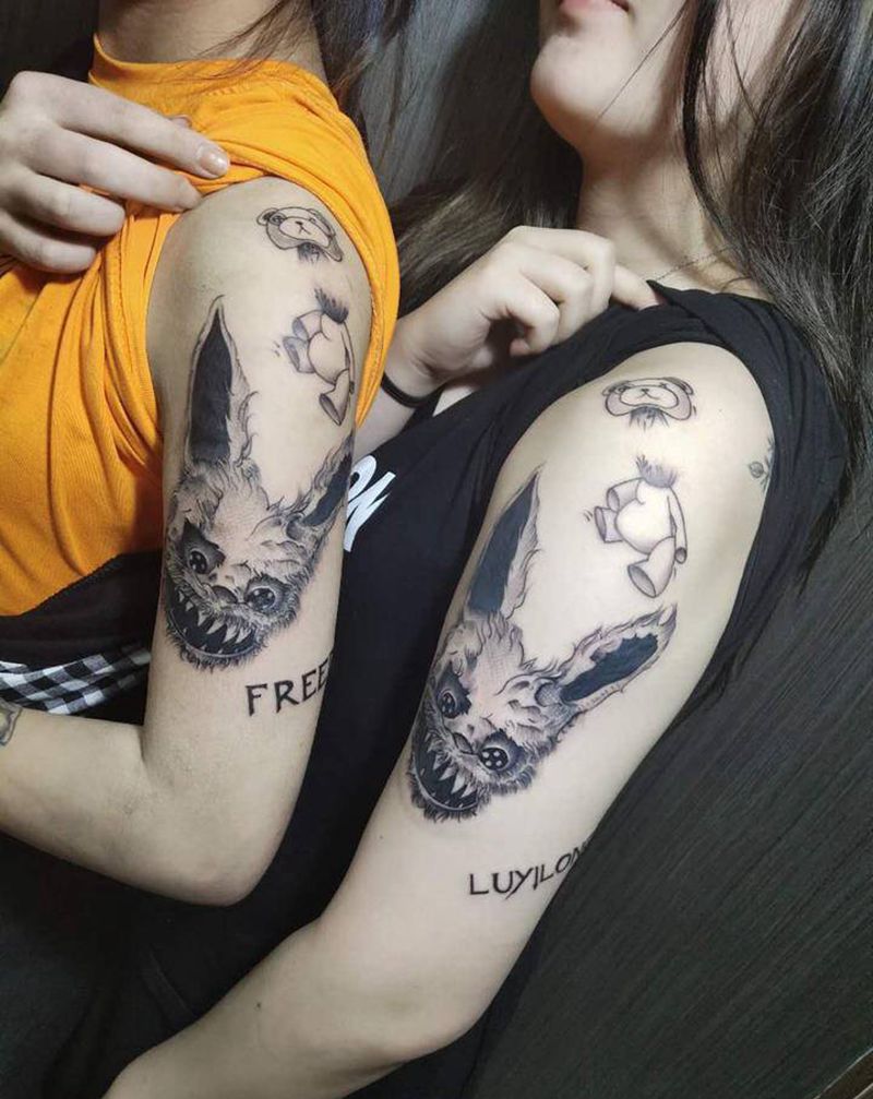 暗黑兔子纹身图片_手臂暗黑纹身图案