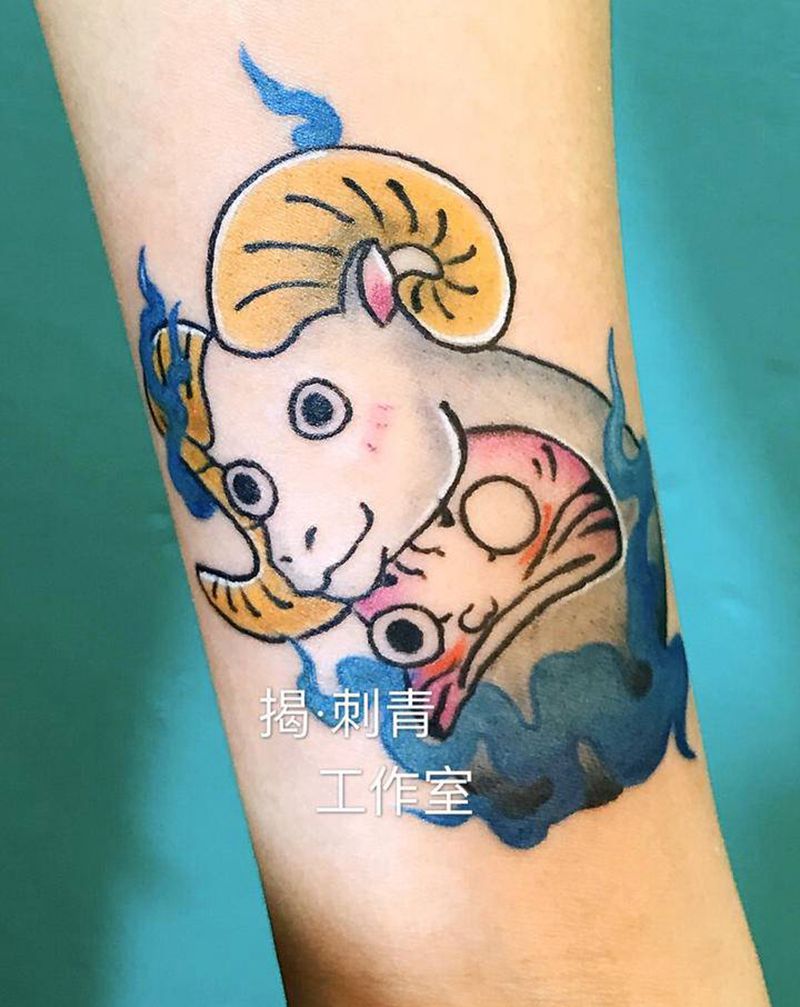 卡通小图纹身图片_手臂水彩纹身图案