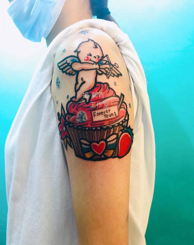 丘比特纹身图片_手臂Old School纹身图案