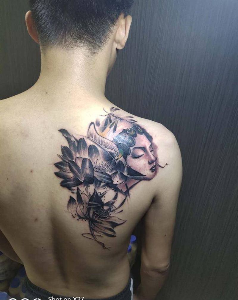 遮盖纹身图片_背部新传统纹身图案