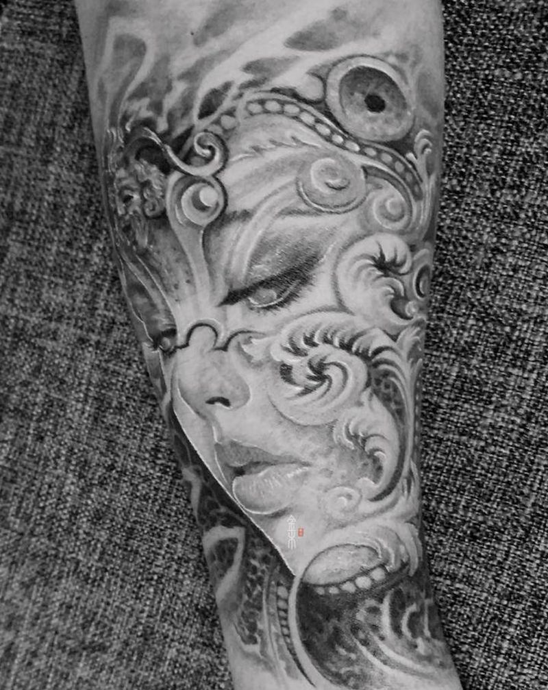 秋季限定纹身图片_手臂手部欧美写实写实美女肖像纹身图案