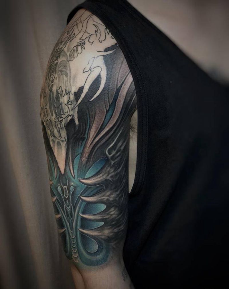 遮盖未完待续纹身图片_手臂欧美写实纹身图案