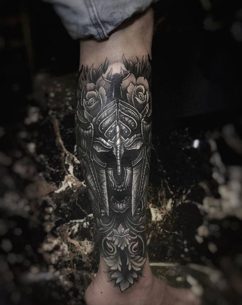 《遮盖 》未完待续纹身图片_腿部欧美写实遮盖纹身图案