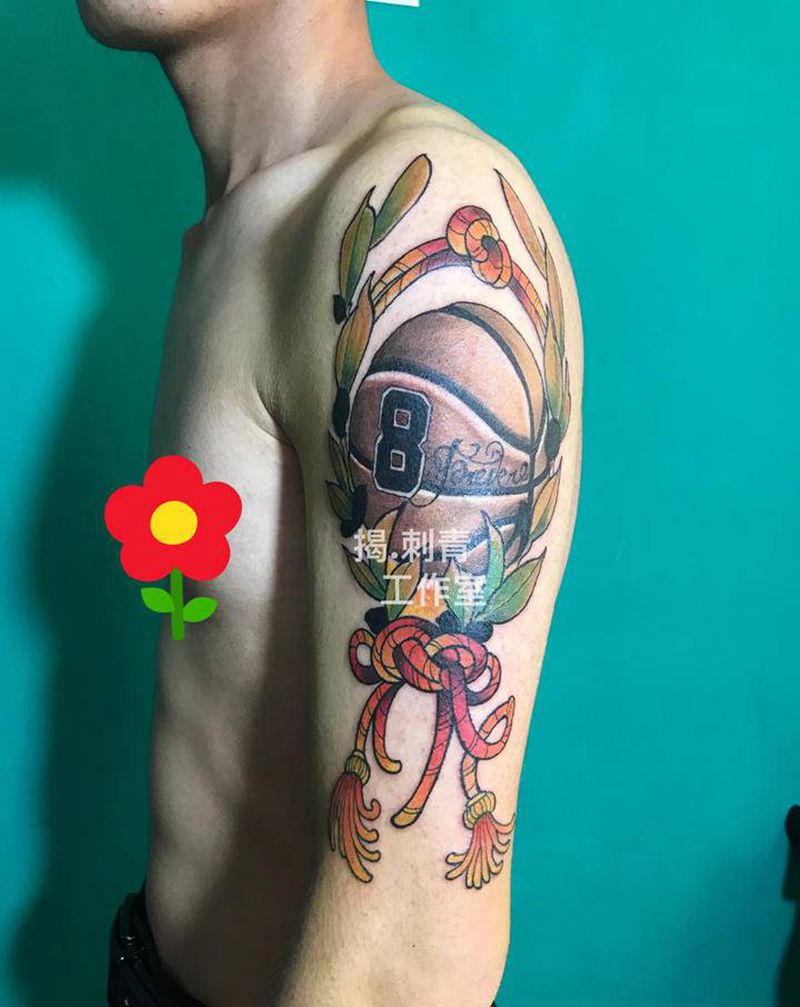 致敬科比纹身图片_手臂水彩纹身图案