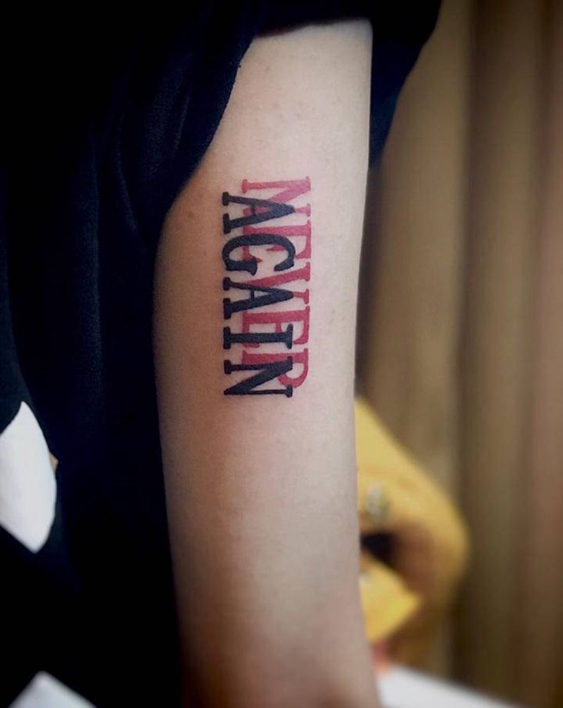 不在重蹈覆辙纹身图片_手臂字体英文纹身图案