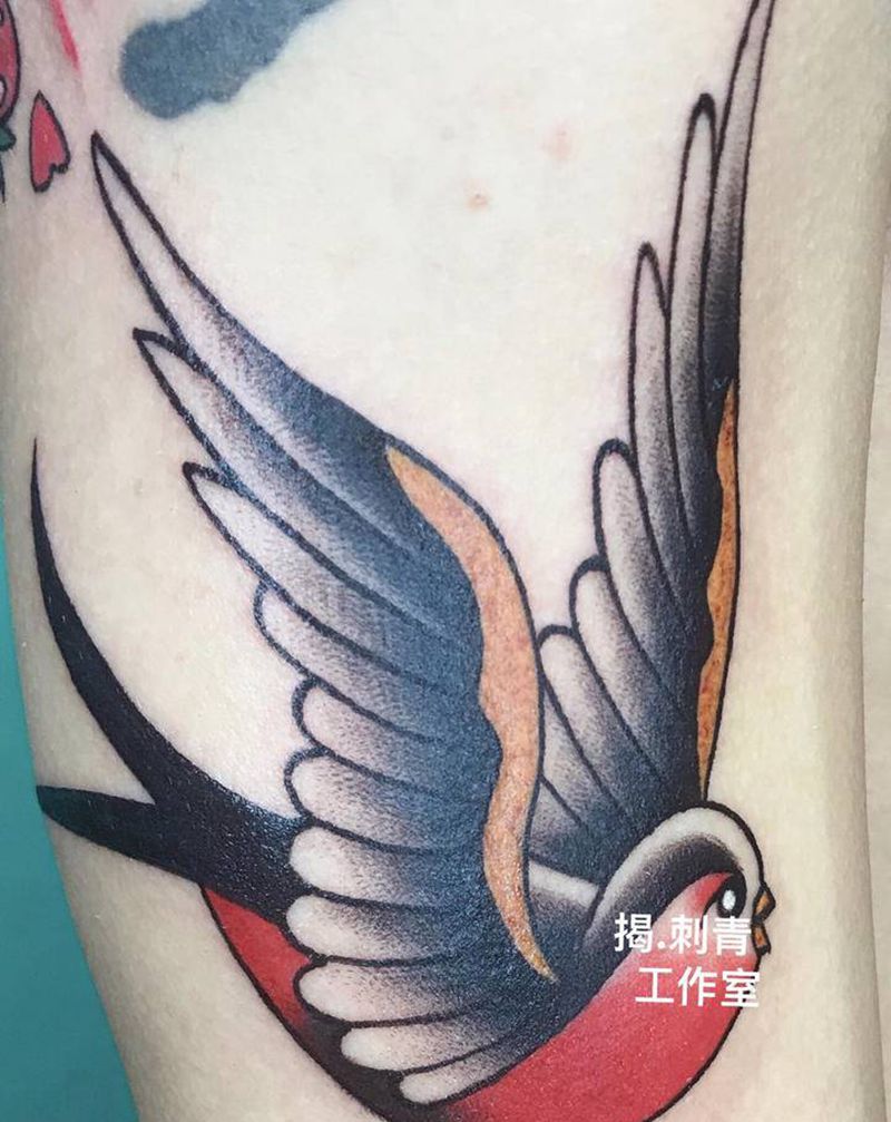 oldschool 燕子纹身图片_手臂Old School纹身图案