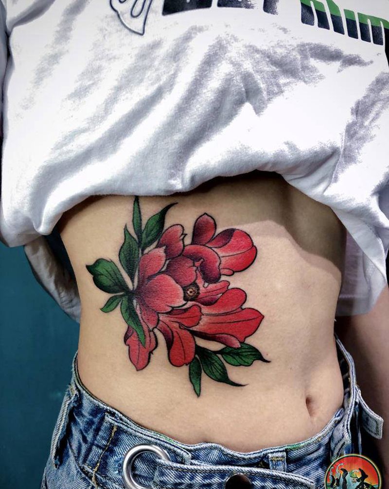 上色✅完成纹身图片_腹部新传统纹身图案