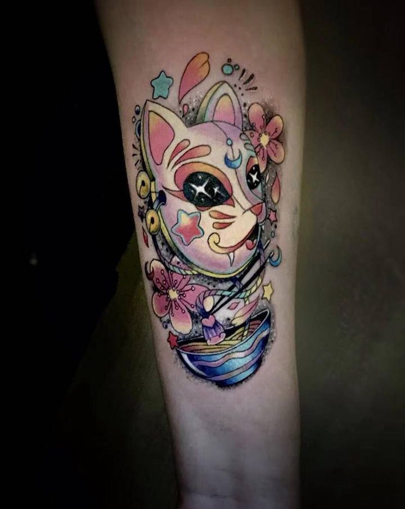 猫纹身图片_手臂New School纹身图案