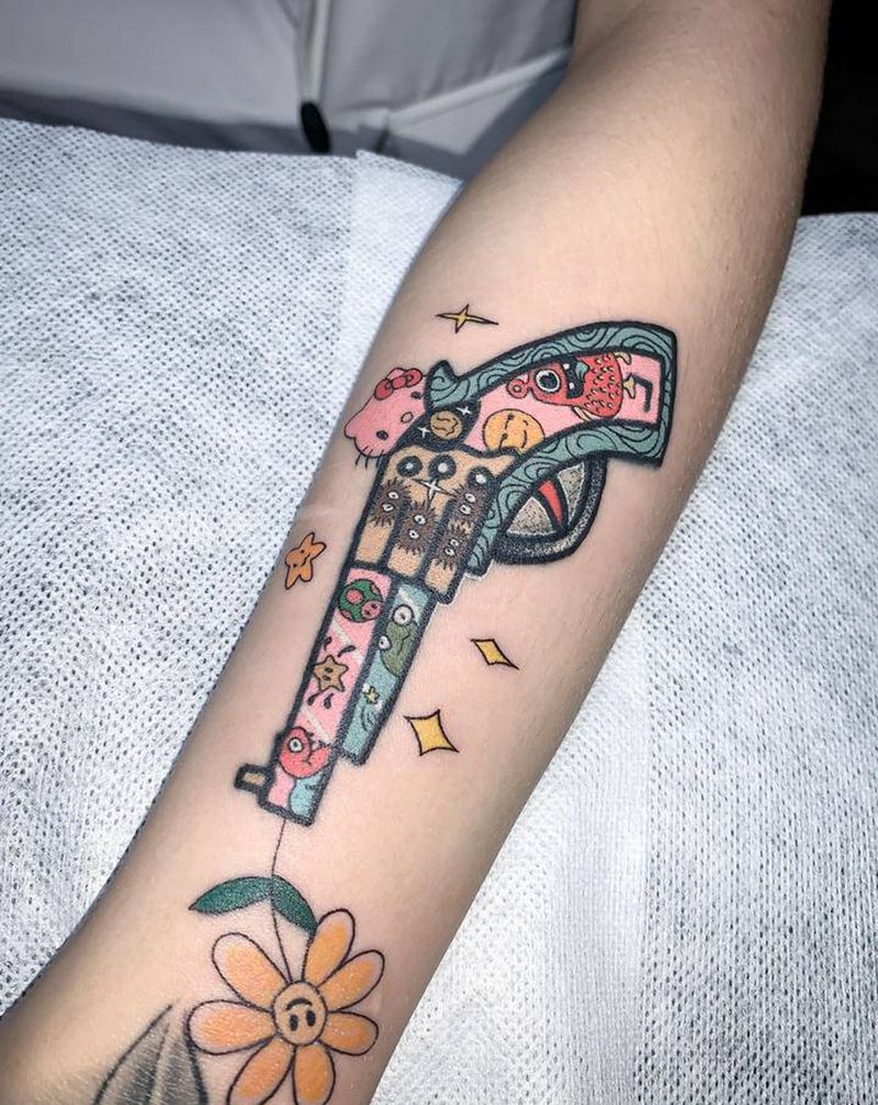 修改纹身图片_手臂新传统水彩纹身图案