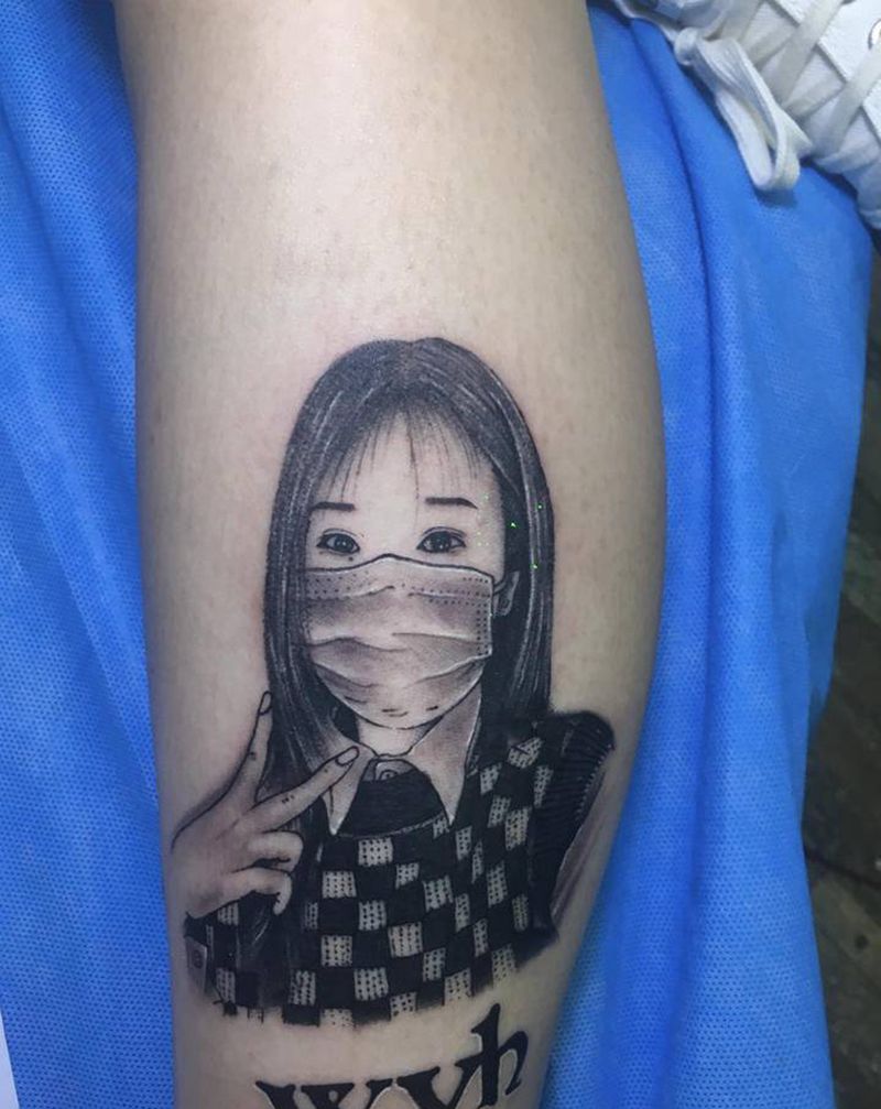 漫画像纹身图片_腿部纹身图案