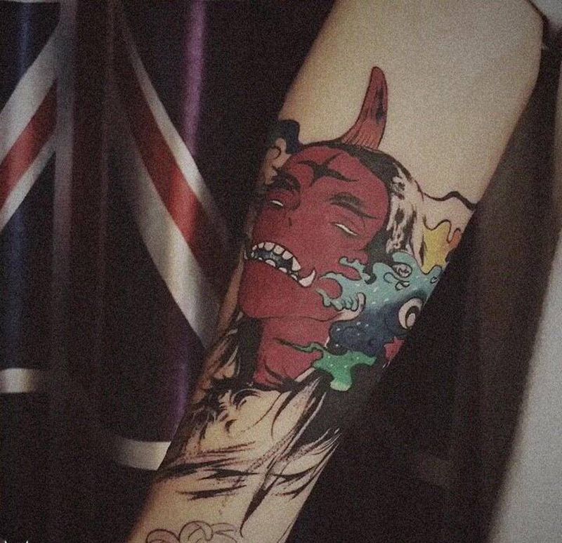 创意另类水彩纹身图片_手臂水彩纹身图案