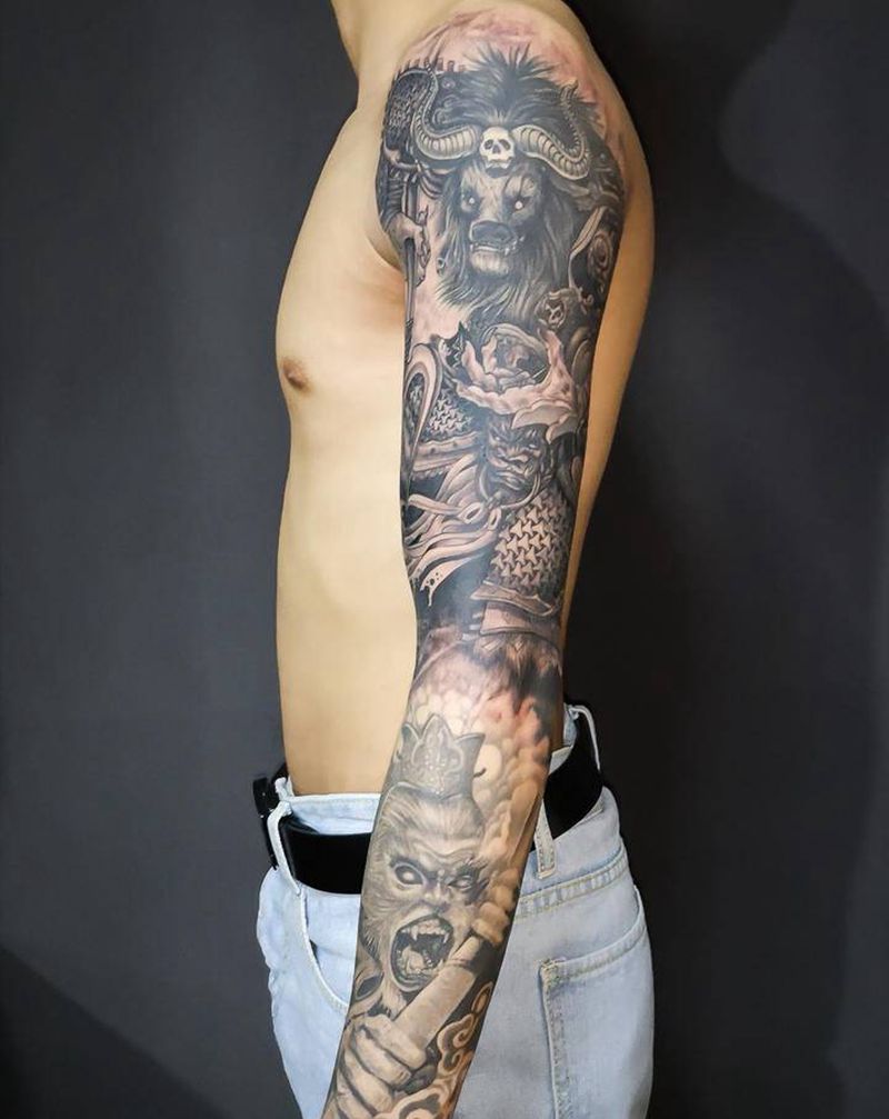 牛魔王纹身图片_手臂纹身图案