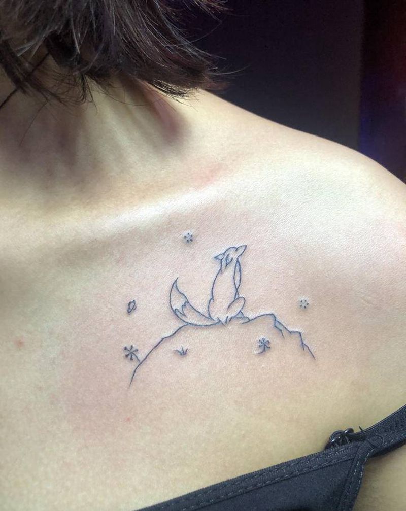 小清新纹身图片_胸部纹身图案