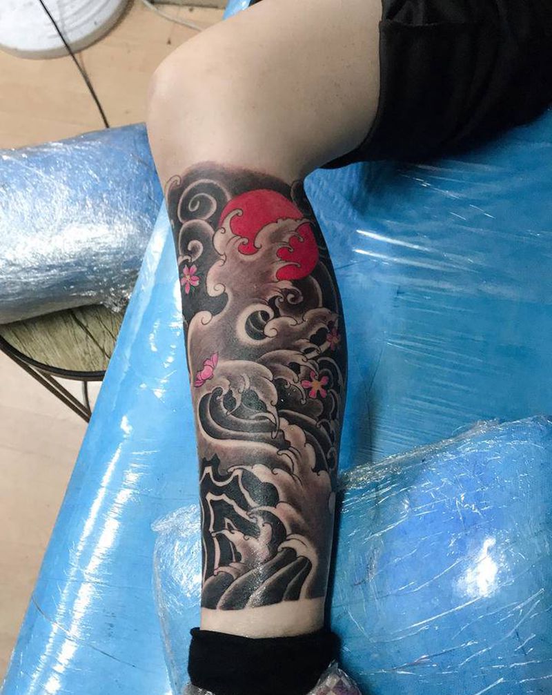 包小腿纹身图片_腿部纹身图案