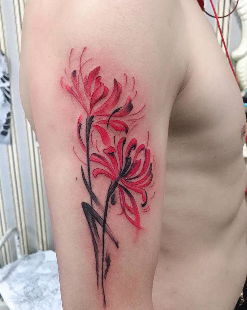彼岸花纹身图片_手臂纹身图案