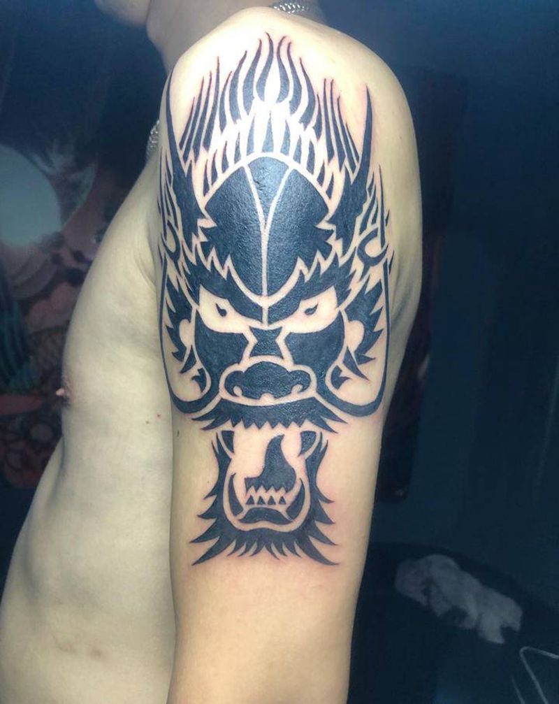 龙头图腾纹身图片_手臂纹身图案