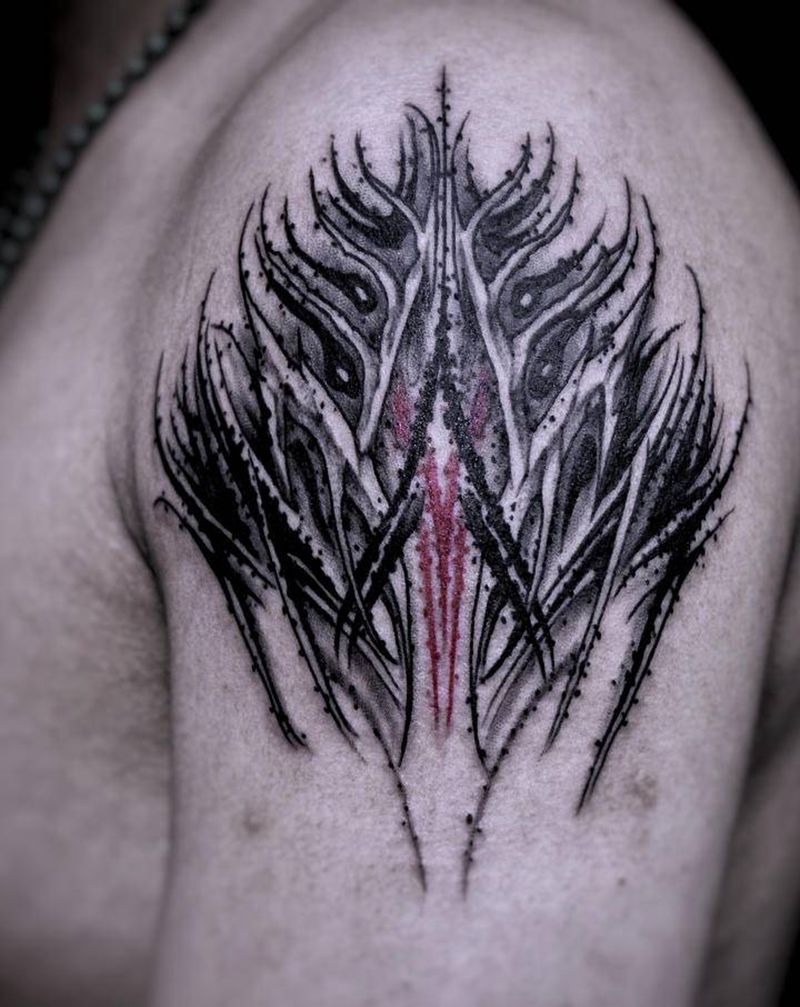 花体纹身图片_手臂花体字纹身图案