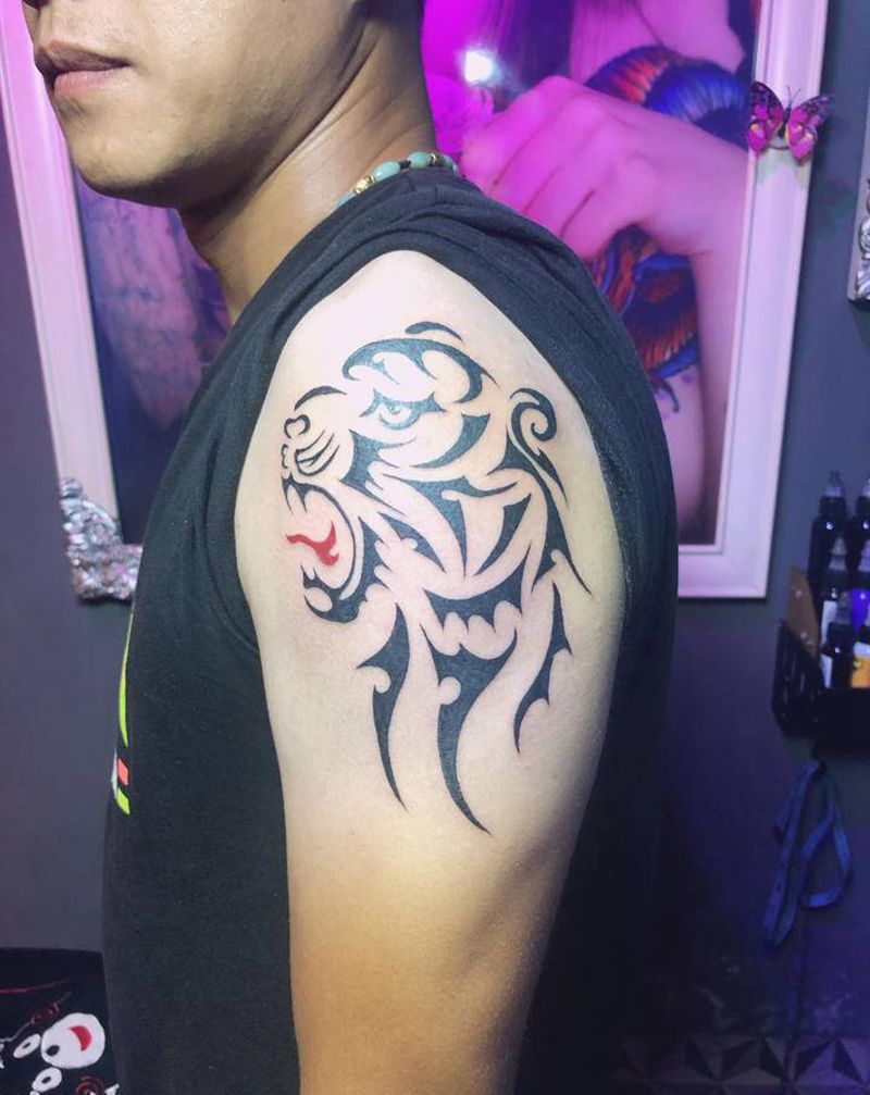 虎头图腾纹身图片_手臂纹身图案