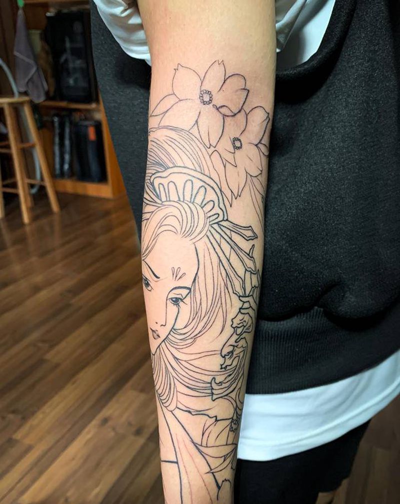 艺妓纹身图片_手臂纹身图案