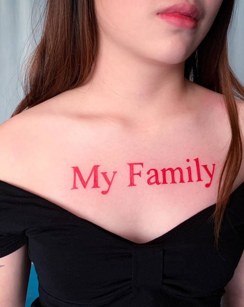 英文纹身图片_胸部纹身图案