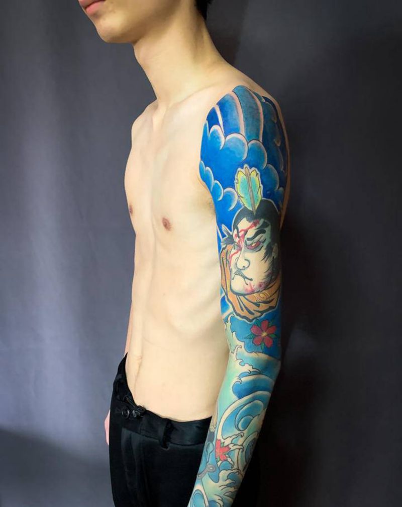 花臂纹身图片_手臂老传统纹身图案