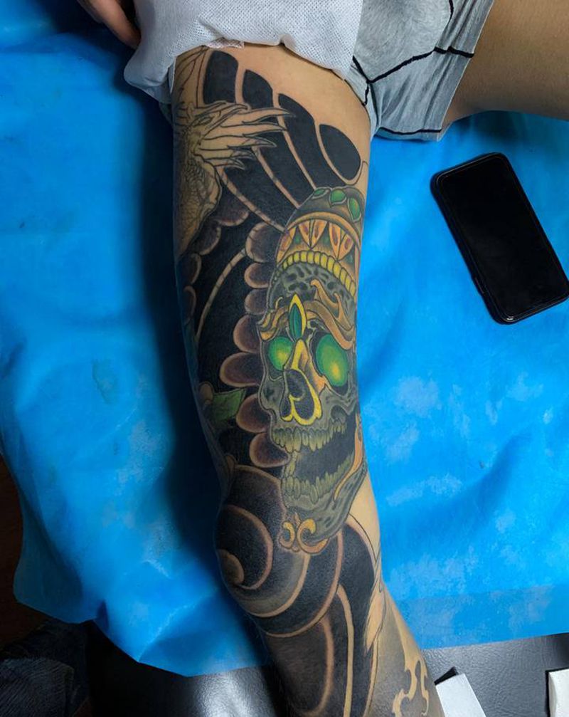 覆盖纹身图片_腿部老传统纹身图案