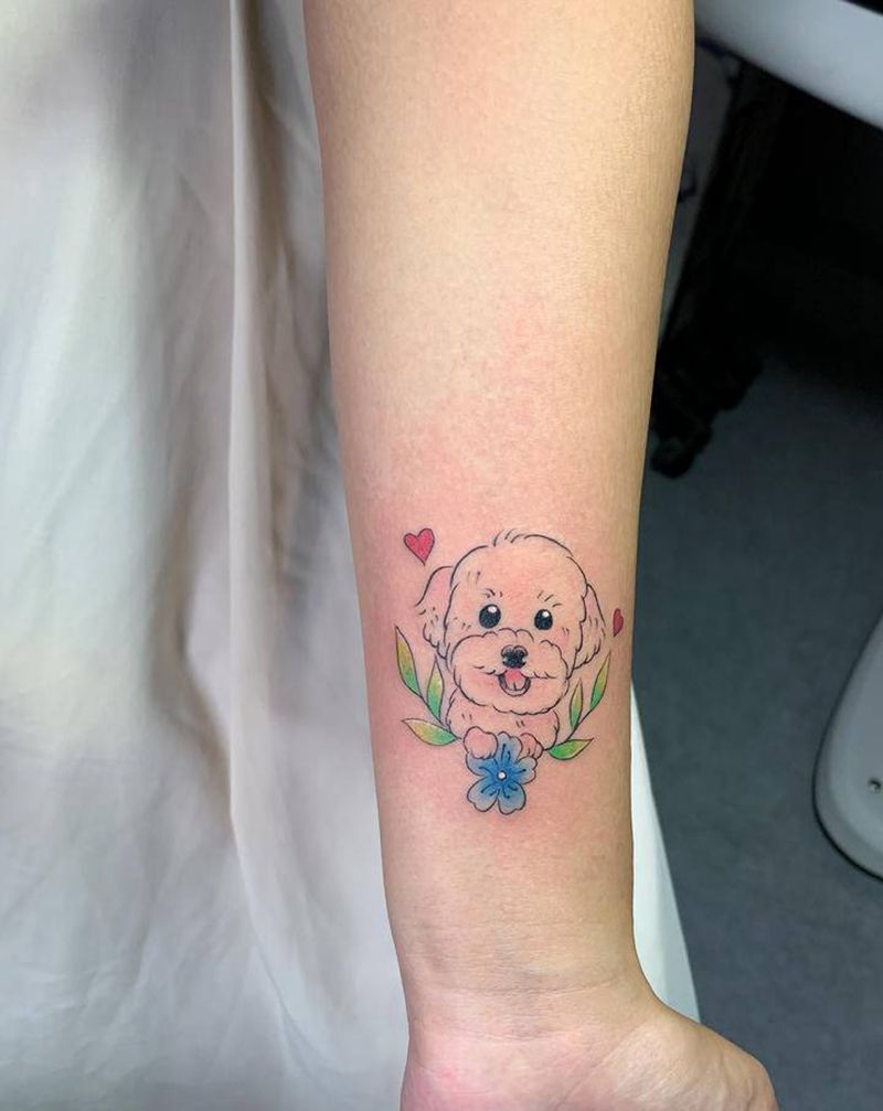 小狗纹身图片_手臂纹身图案