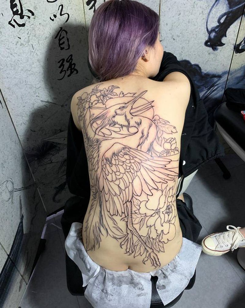 满背纹身图片_背部新传统纹身图案