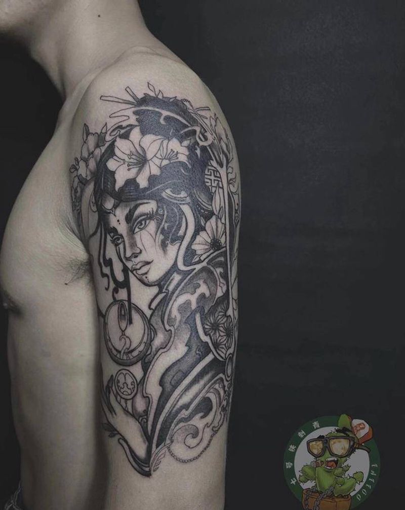 新传统大臂纹身图片_手臂新传统纹身图案