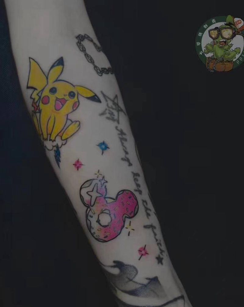 小彩拼接纹身图片_水彩纹身图案