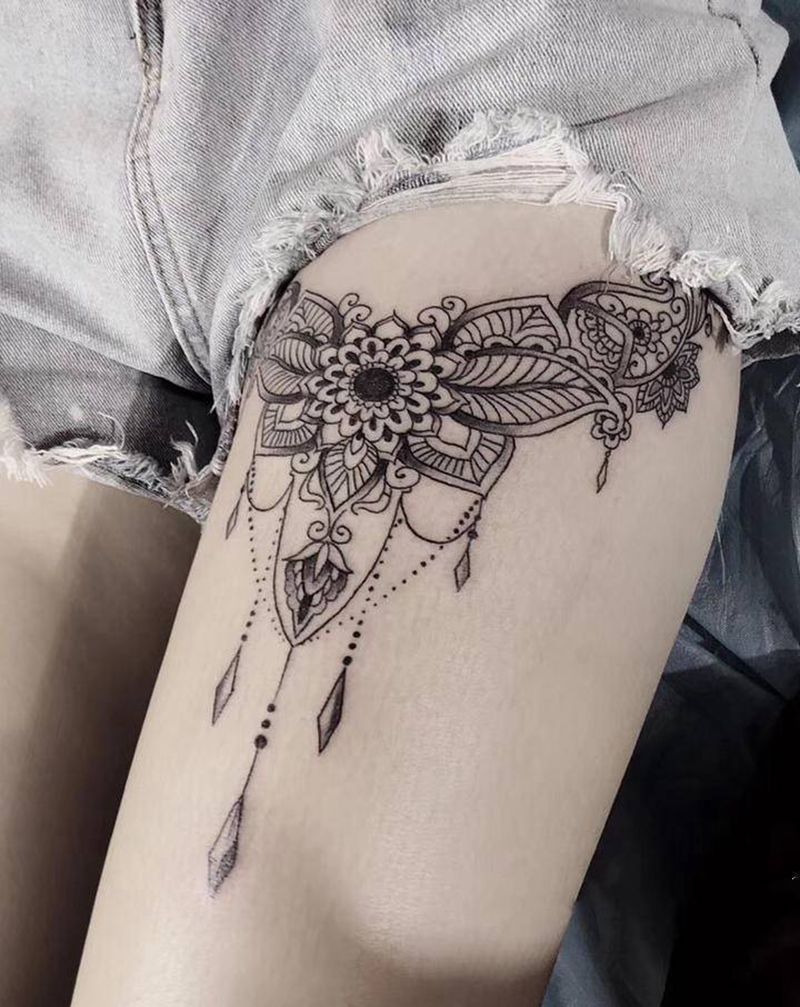 繁花纹身图片_几何纹身图案