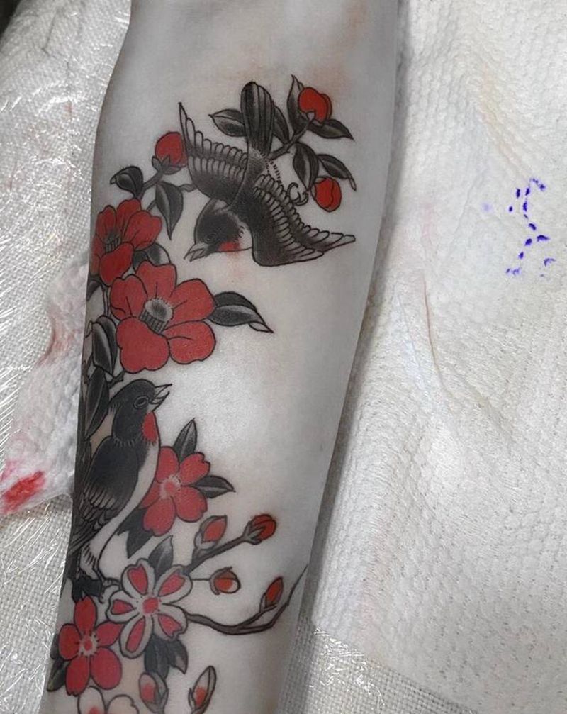 花鸟纹身图片_手部纹身图案