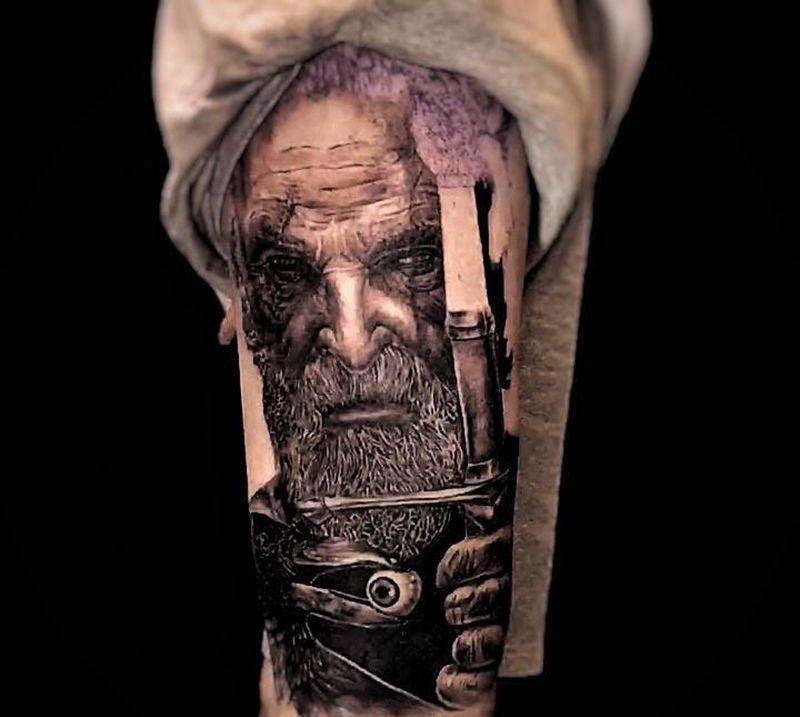 未完纹身图片_腿部欧美写实纹身图案