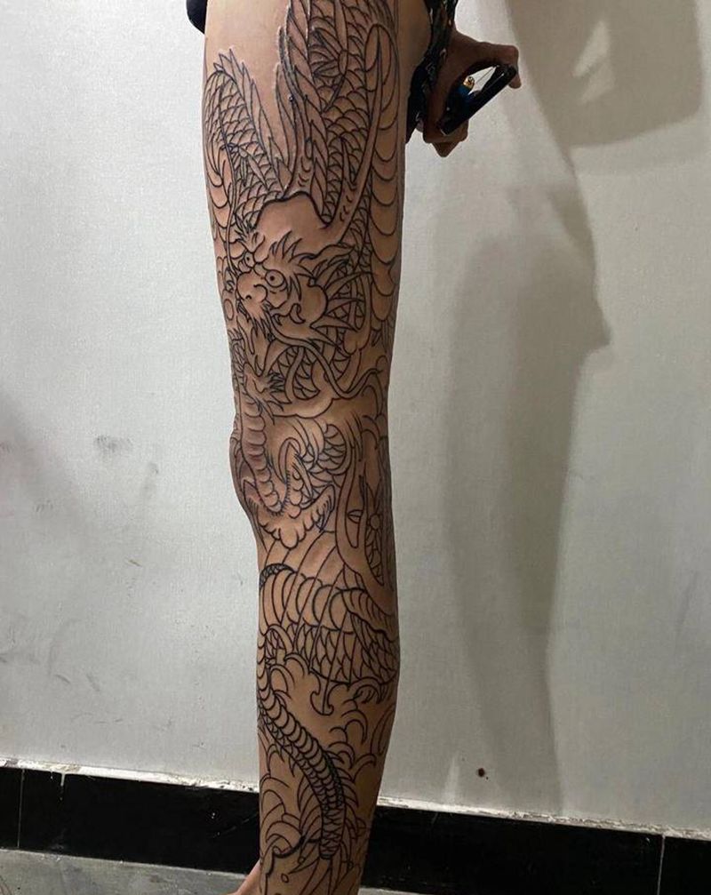 线纹身图片_脚部老传统新传统纹身图案