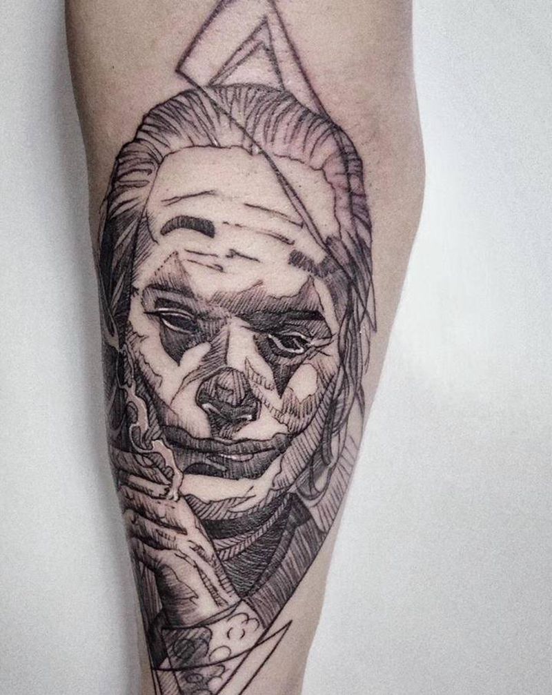 小丑纹身图片_手臂几何纹身图案