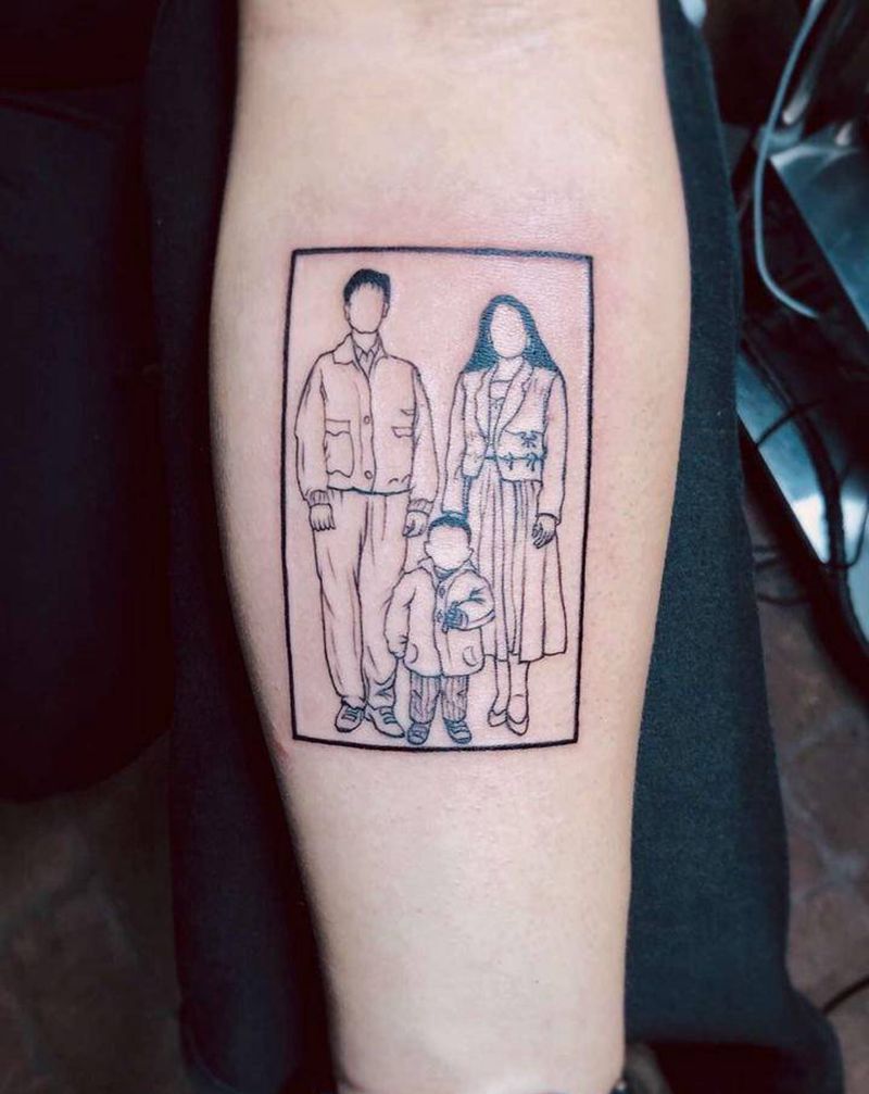 家人照片纹身图片_手臂纹身图案