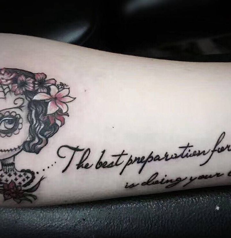 糖果面具纹身图片_手臂纹身图案