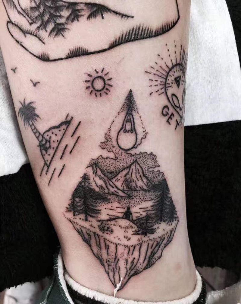 景物小图纹身图片_手臂腿部纹身图案