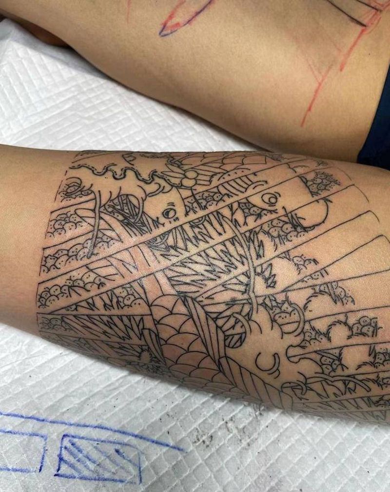 好多鱼纹身图片_腿部老传统鱼纹身图案