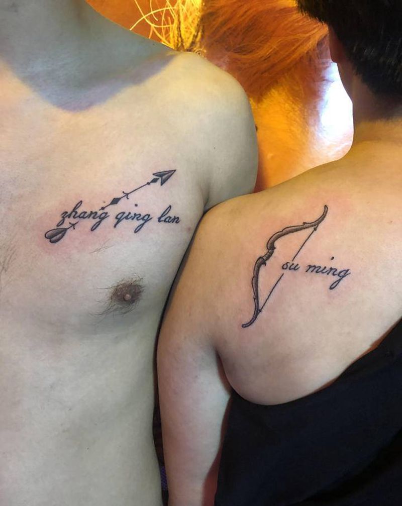 情侣小清新纹身图片_背部胸部纹身图案