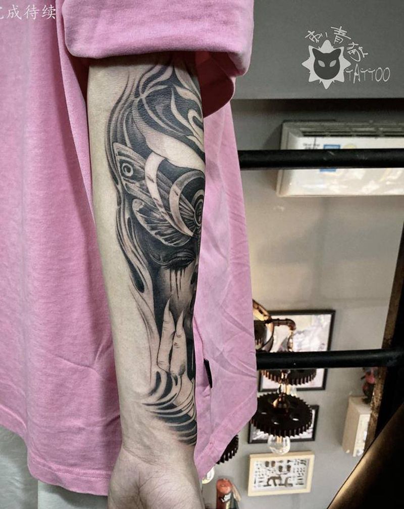 亡灵女巫.纹身图片_手部手臂欧美写实女巫纹身图案