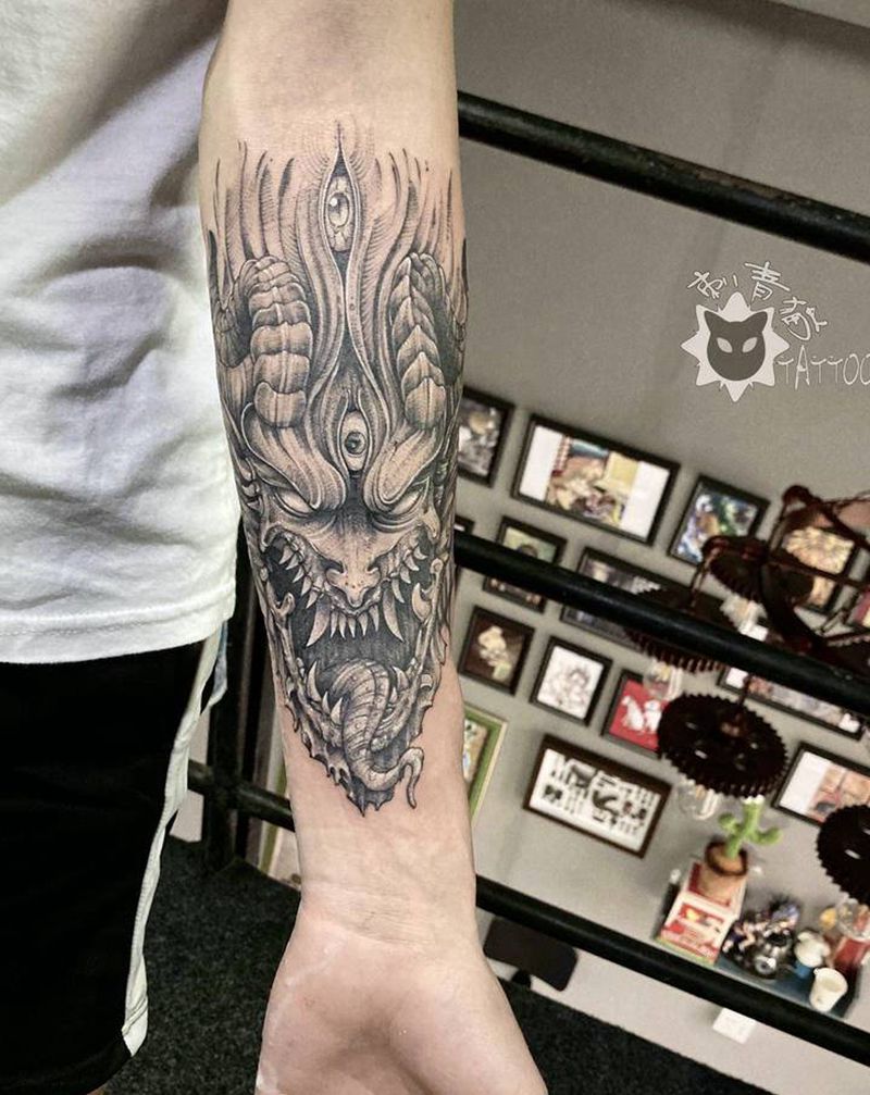 恶魔纹身图片_手部手臂点刺恶魔撒旦鬼怪纹身图案