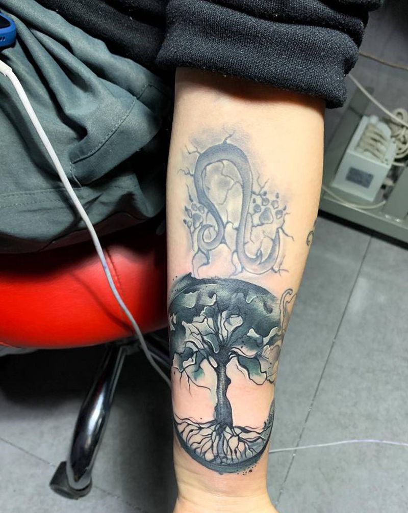 覆盖纹身图片_手臂水墨纹身图案