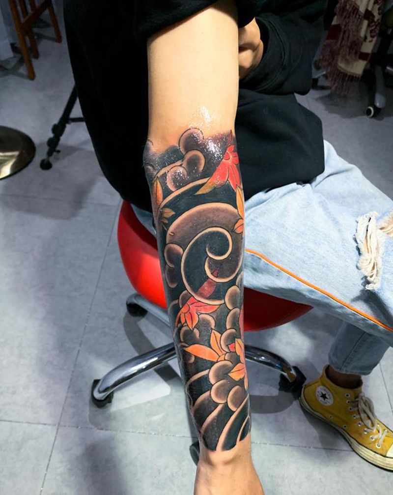 传统纹身图片_手臂老传统纹身图案