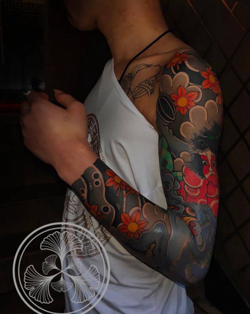 驻店纹身师阿修老传统作品未完成纹身图片_手臂老传统纹身图案