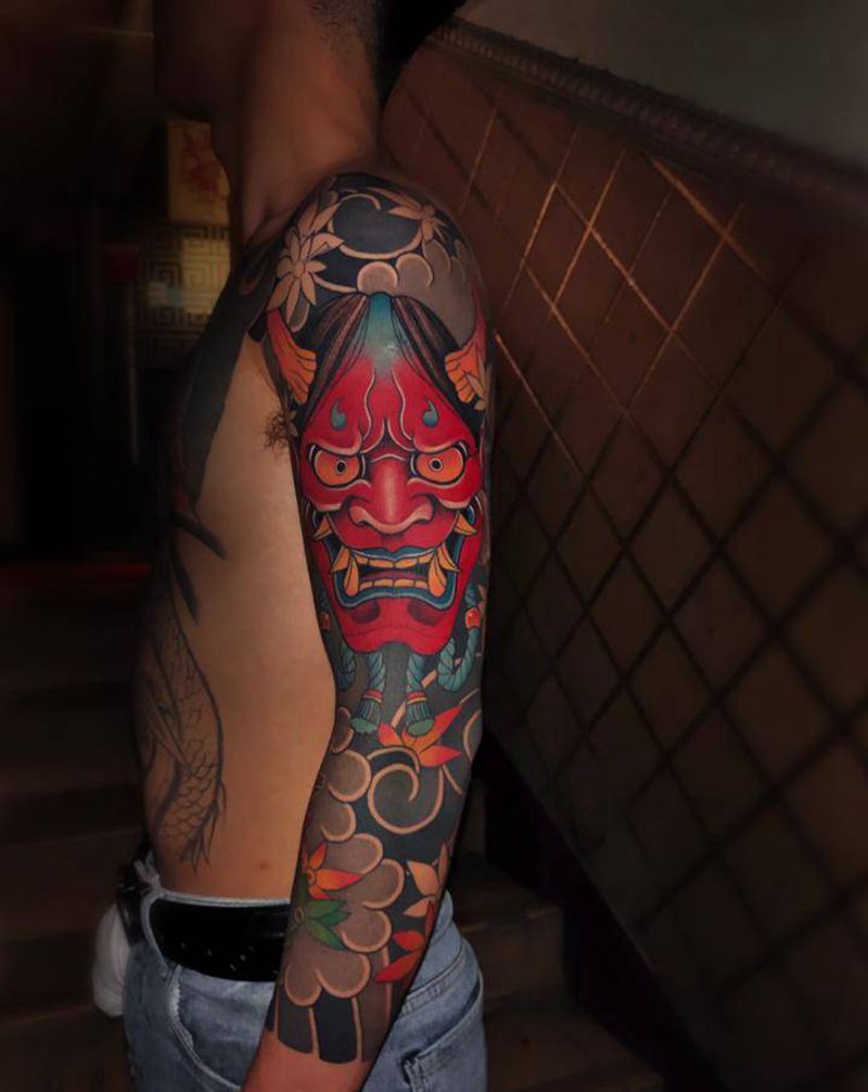 驻店纹身师雪妃老传统作品未完成纹身图片_手臂老传统纹身图案