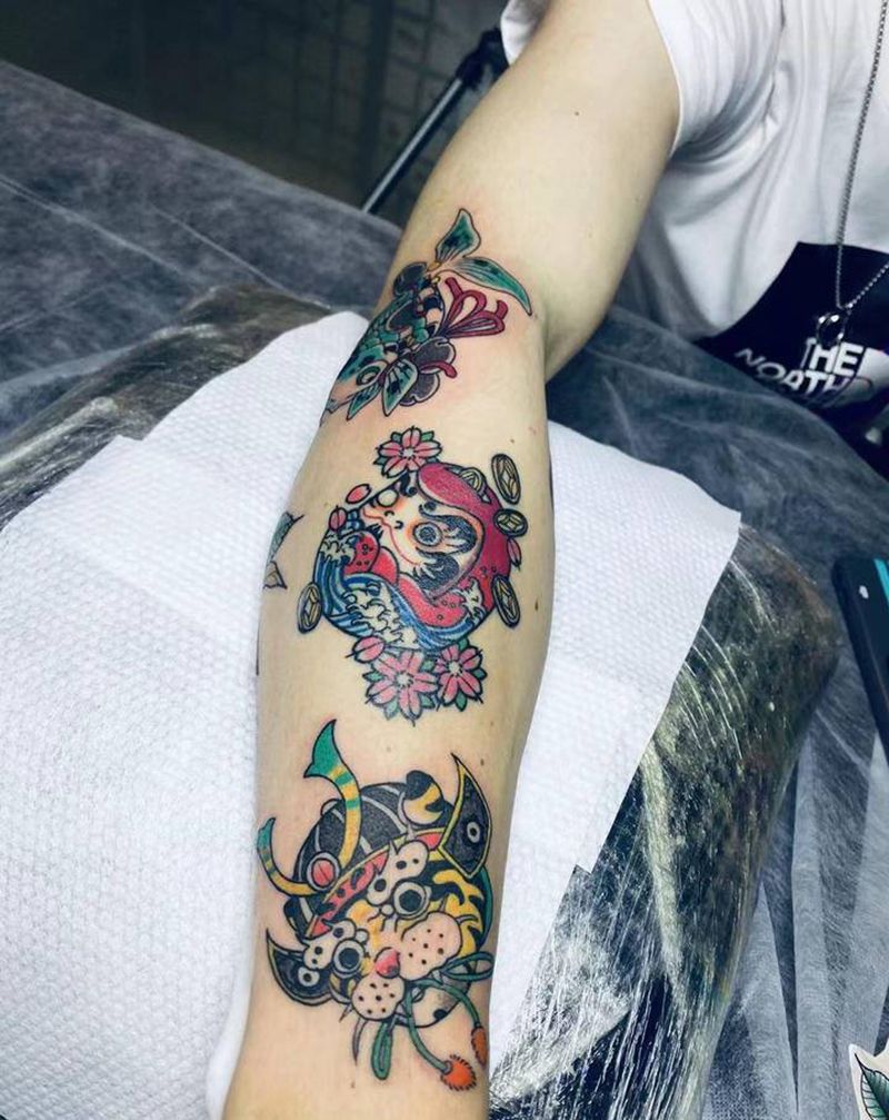 传统拼接纹身图片_老传统纹身图案