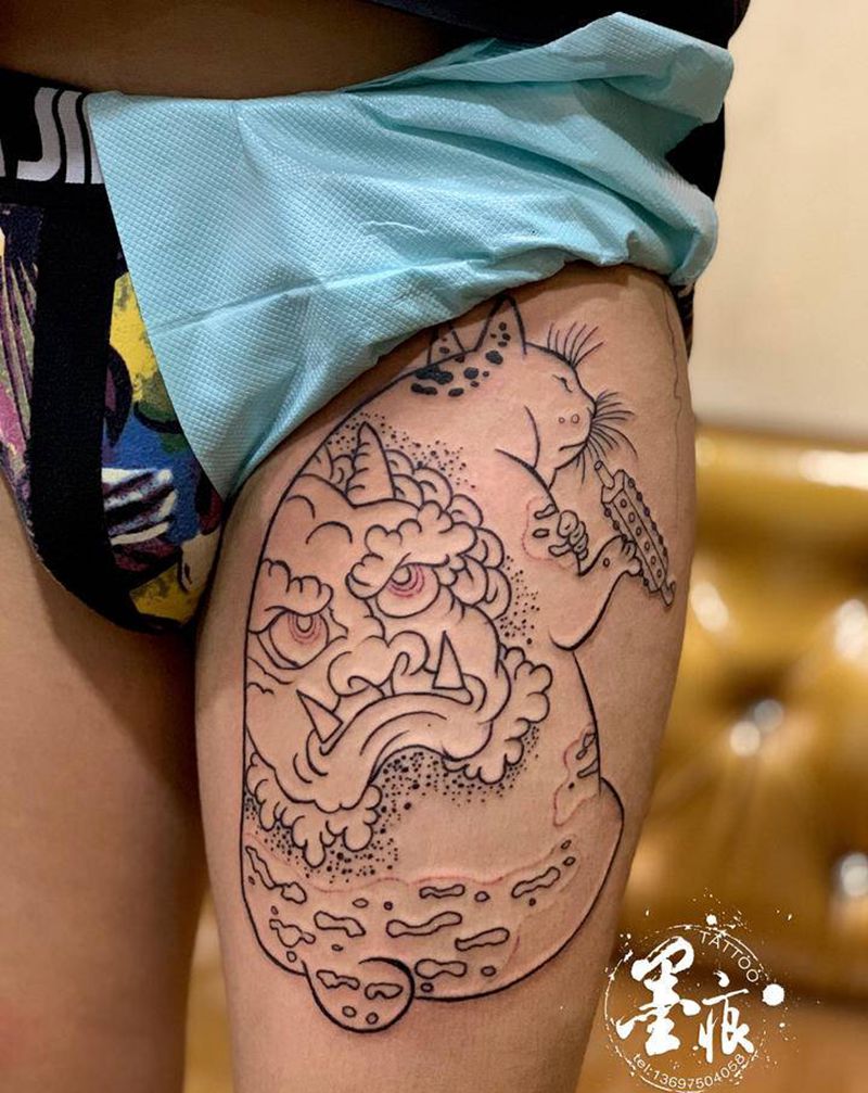 【tattoo老猫】纹身图片_腿部Old School老传统纹身图案
