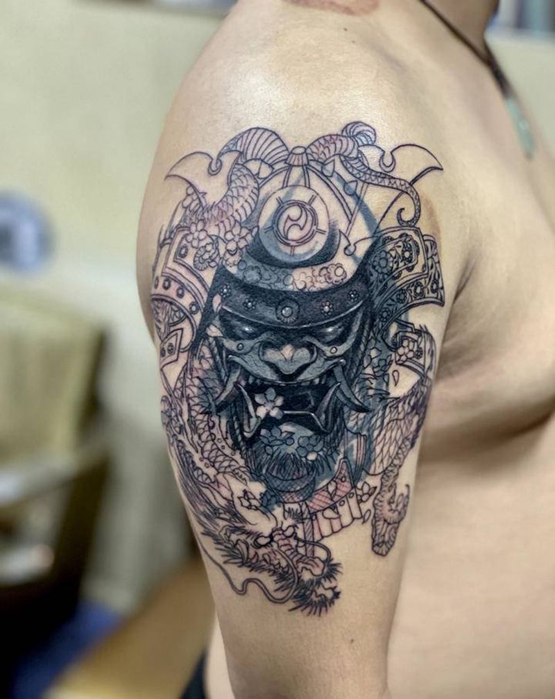 【鬼武士】纹身图片_手臂新传统纹身图案